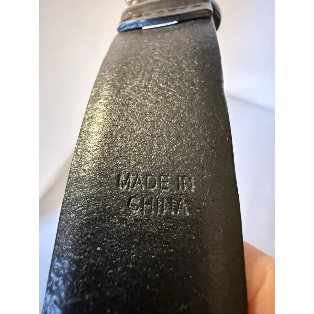Polo Ralph Lauren Engine-Turned Belt 40/100 Black Italian Leather 2110754-001